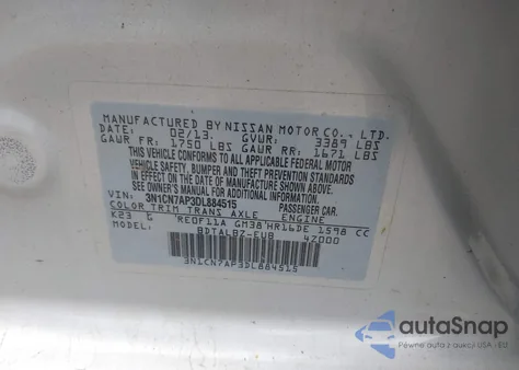 2013 Nissan Versa 1.6 Sv from USA, damaged, VIN 3N1CN7AP3DL884515